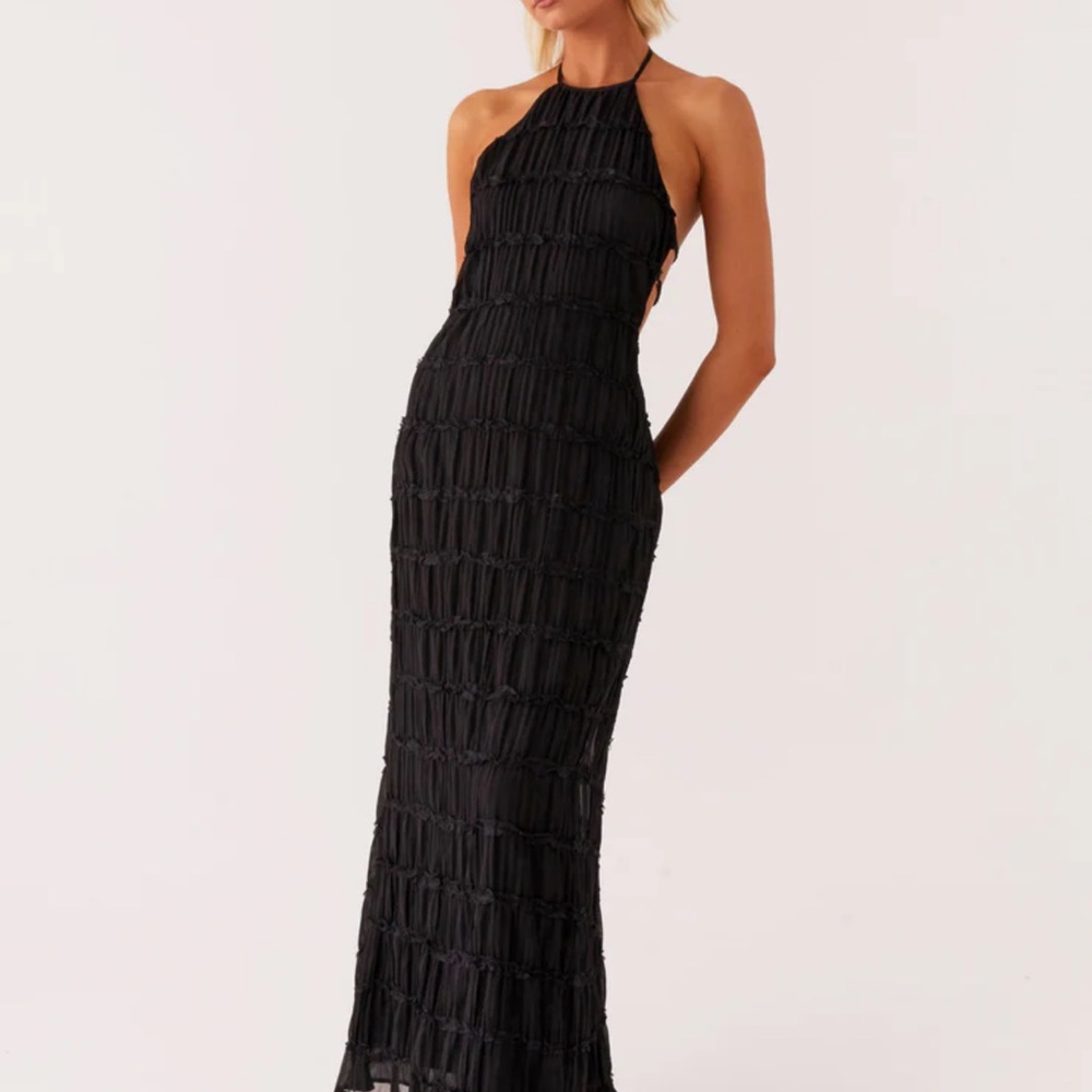 Aullie Black Halter Maxi Dress - Peppermayo